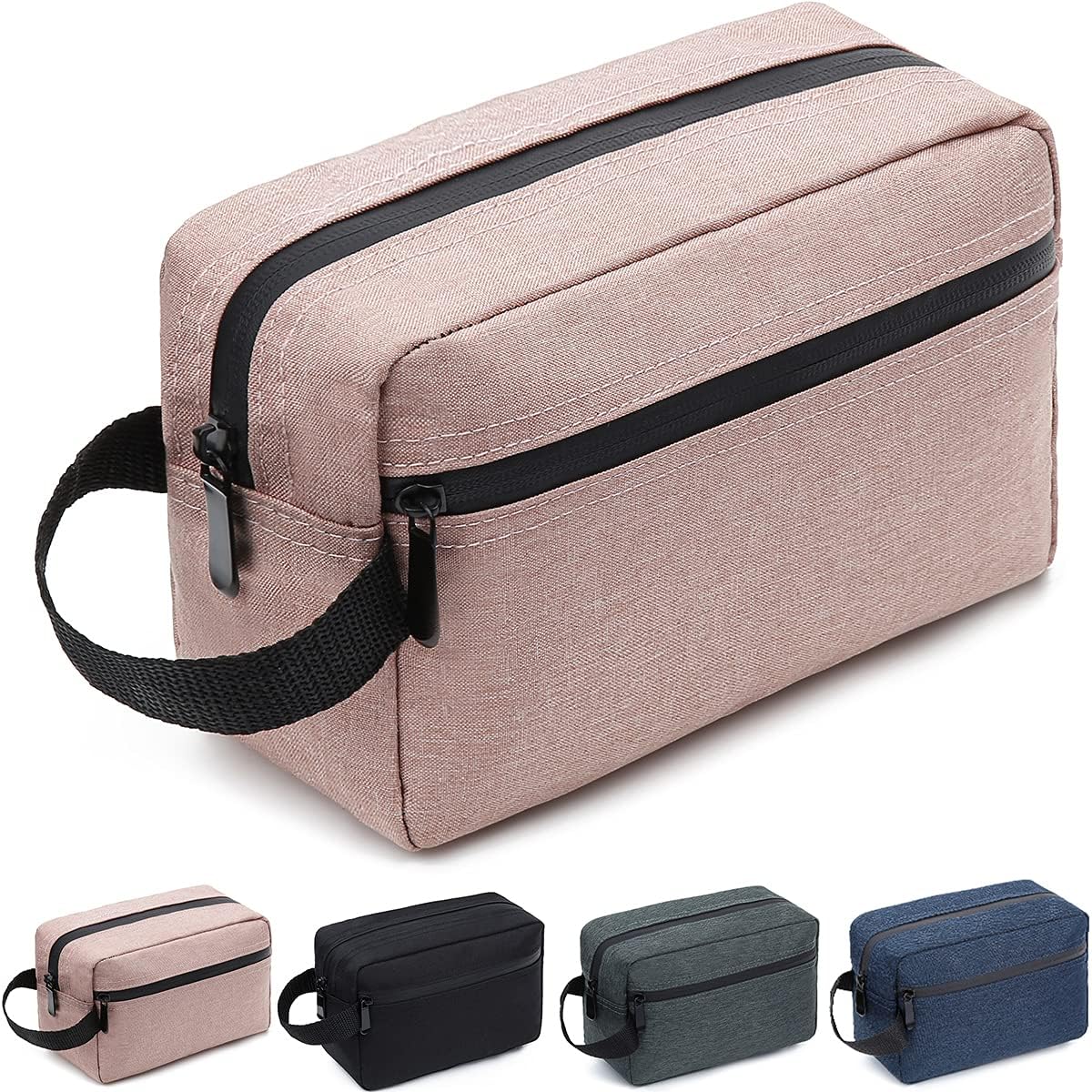 Travel Toiletry Bag for Women and Men, Water-resistant Shaving Bag for Toiletries Accessories, Foldable Storage Bags with Divider and Handle for Cosmetics Toiletries Brushes Tools