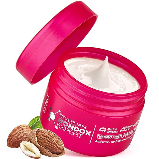 HAIR MASK FOR DAMAGED HAIR BRAZILIAN BONDOX TREATMENT 2.82oz Thermal Activated Mask for Dry Frizzy Hair | Formaldehyde Free Cruelty Free,Results for up to 1-3 months, Almond Hair Oil,Collagen seaweed