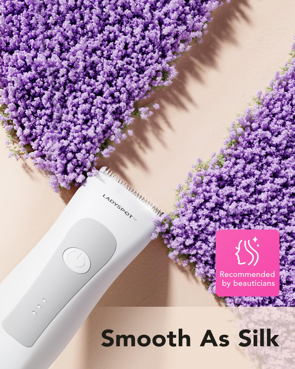 MANSPOT LADYSPOT™ Hair Finishing Trimmer Electric Shaver for Women, Women Shaving Sets, with 3 Guard and Replaceable Ceramic Blade Heads, LADYSPOT™ Pubic Hair Trimmer Kit Sets-(White)