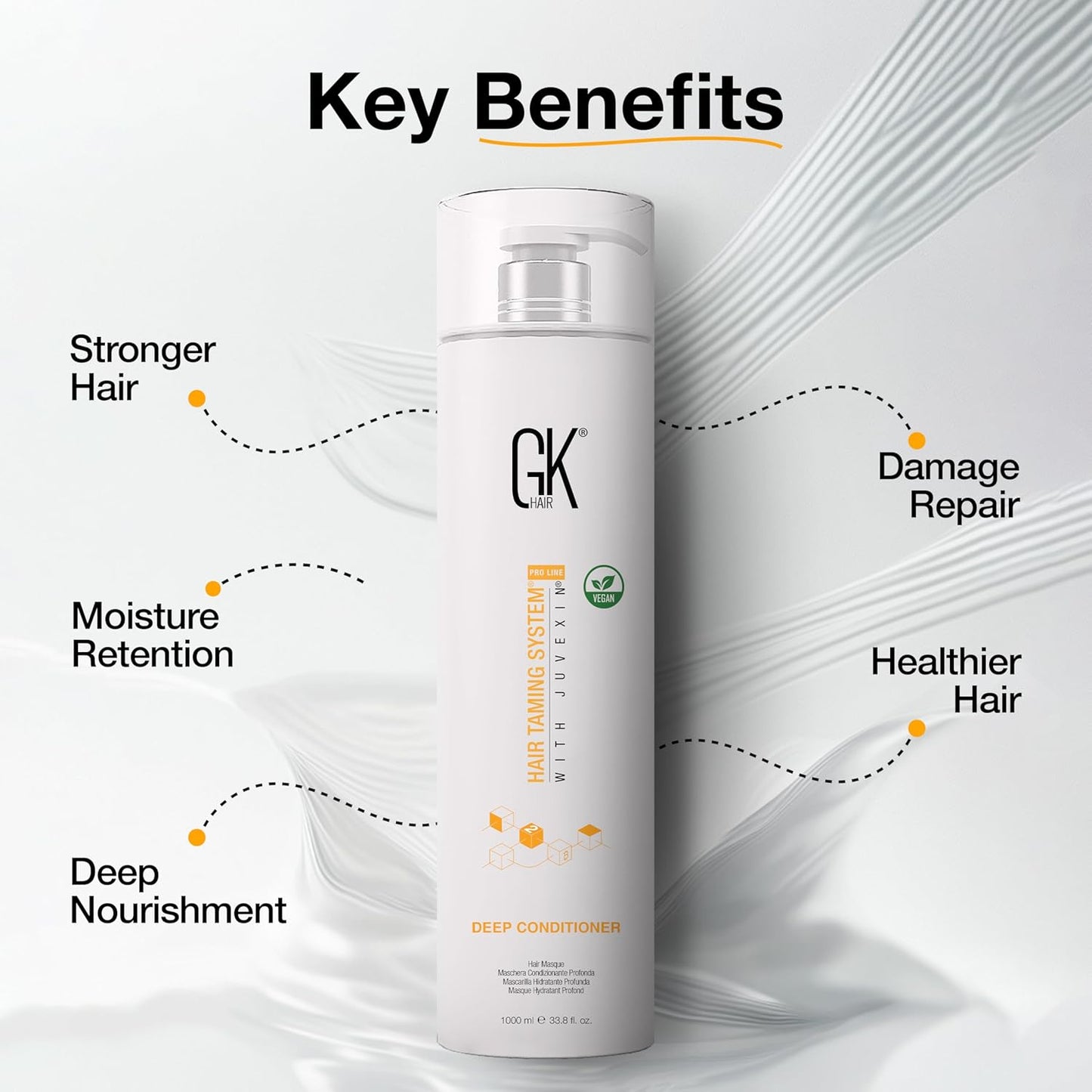 GK HAIR Global Keratin Deep Conditioner Masque (33.8 Fl Oz/1000ml) Intense Hydrating Repair Treatment Mask for Dry Damaged Color Treated Frizzy Hair Restoration Formula with JOJOBA Seed Oils