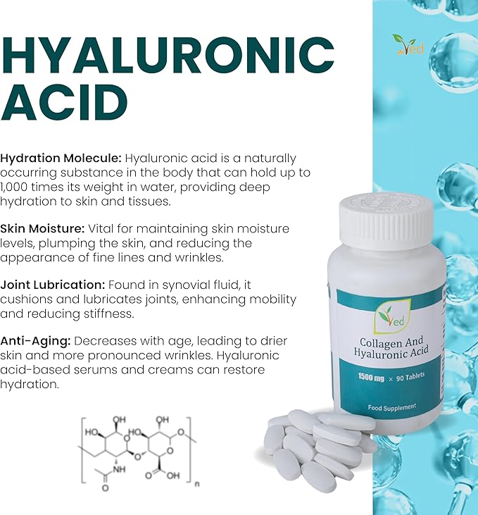 Ultra Pure Collagen 1200mg & 300mg of Hyaluronic Acid 90 Tablets. 1500mg per Tablet