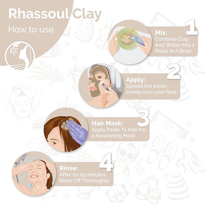 Fatima's Garden Rhassoul Clay - Natural Detox Clay for Skin & Hair, 150g