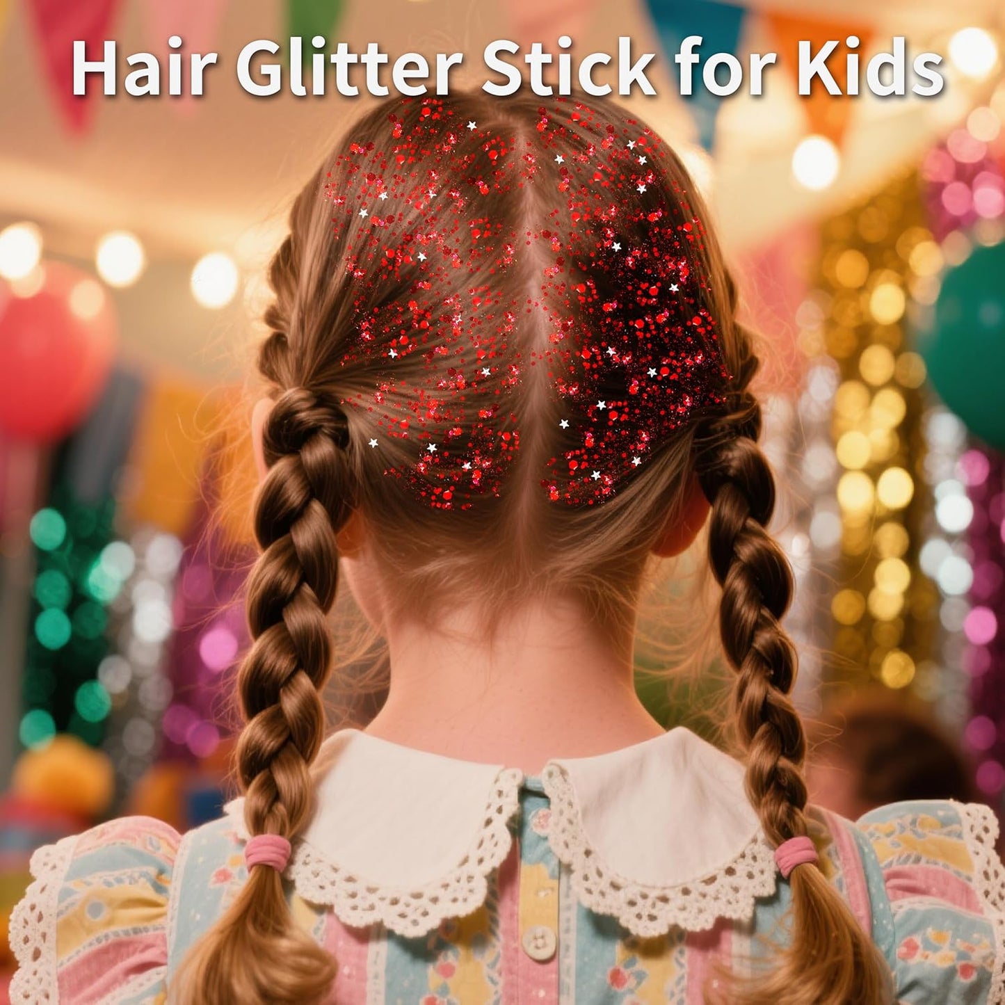 MEICOLY Red Face Body Glitter Stick,Hair Glitter Stick for Kids and Women,Sparkle Chunky Glitter Makeup for Halloween Mardi Gras,Waterproof Face Glitter for Party Rave Festival