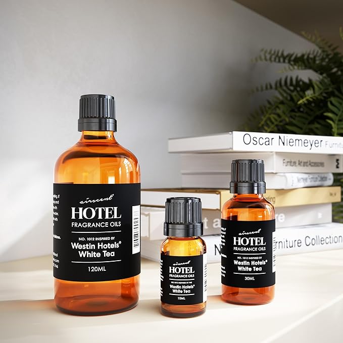 AirScent Hotel Diffuser Oil Inspired by Westin White Tea Hotel Scent - Fragrance Oil No. 1012 for Ultrasonic and Waterless Diffusers and Crafting - 30 mL, 1 fl oz Glass Dropper Bottle