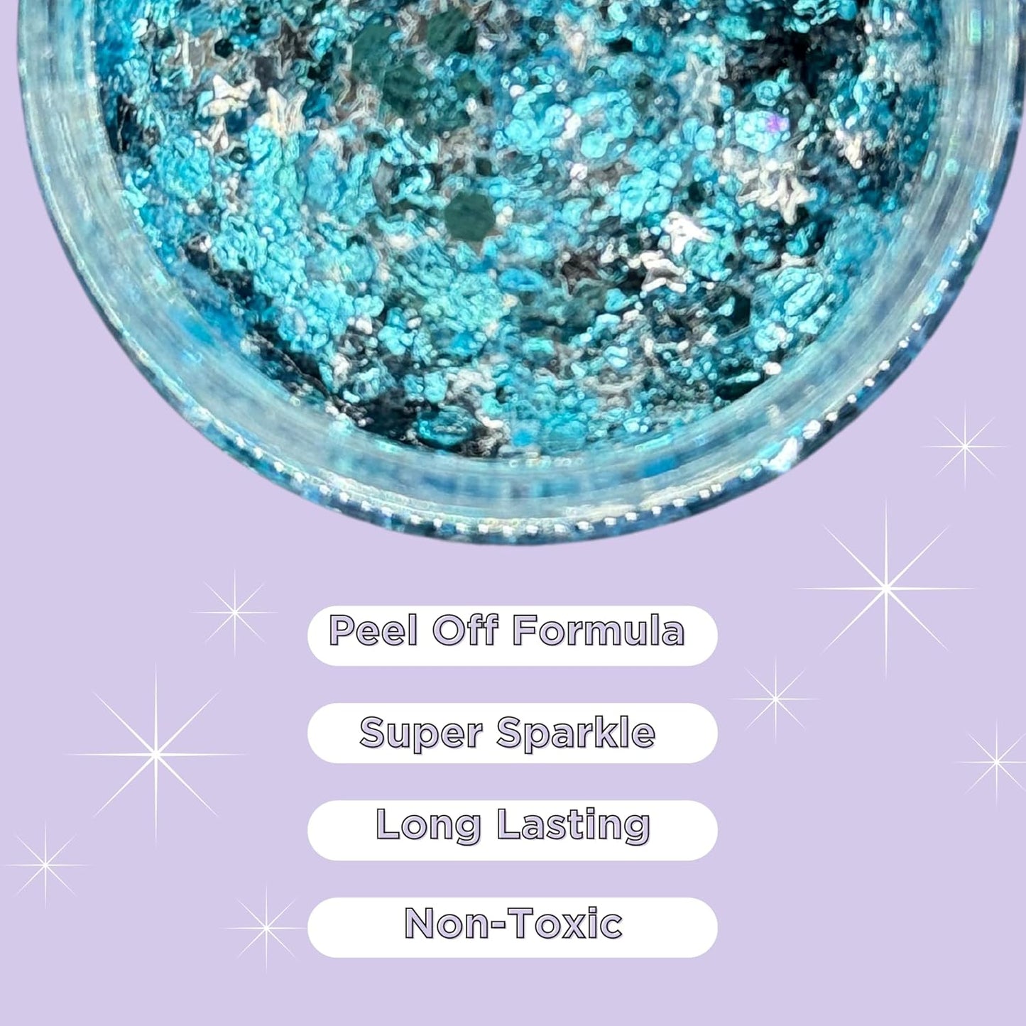 Stunt Trainer Cheer Glitter Face Body Makeup Peel Off Gel Chunky Holographic 15 Colors 1.6oz Vegan Cruelty Free Nontoxic Cheerleader Cheerleading Makeup