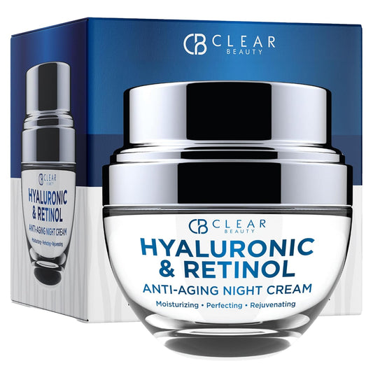 Clear Beauty Hyaluronic Acid & Retinol Face Moisturizer - Dermatologist Tested, Reduces Wrinkles, Fine Lines & Hyperpigmentation, Hydrating Cream, Cruelty-Free Korean Skin Care - All Skin Types