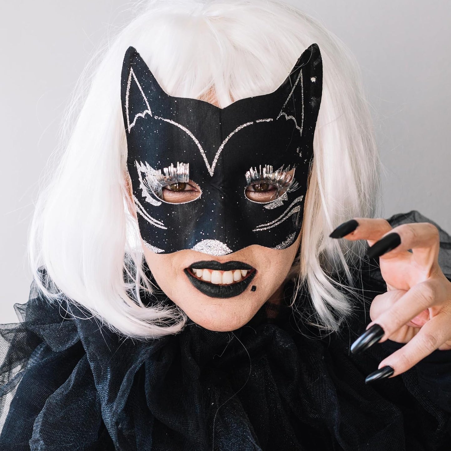 Spooktacular Creations Halloween Face Body Paint Black Lipstick for Adult, Clown SFX Foundation Cream Makeup for Sports Festival or Stage Makeup Cosplay Party Dress Up (0.13 Oz)