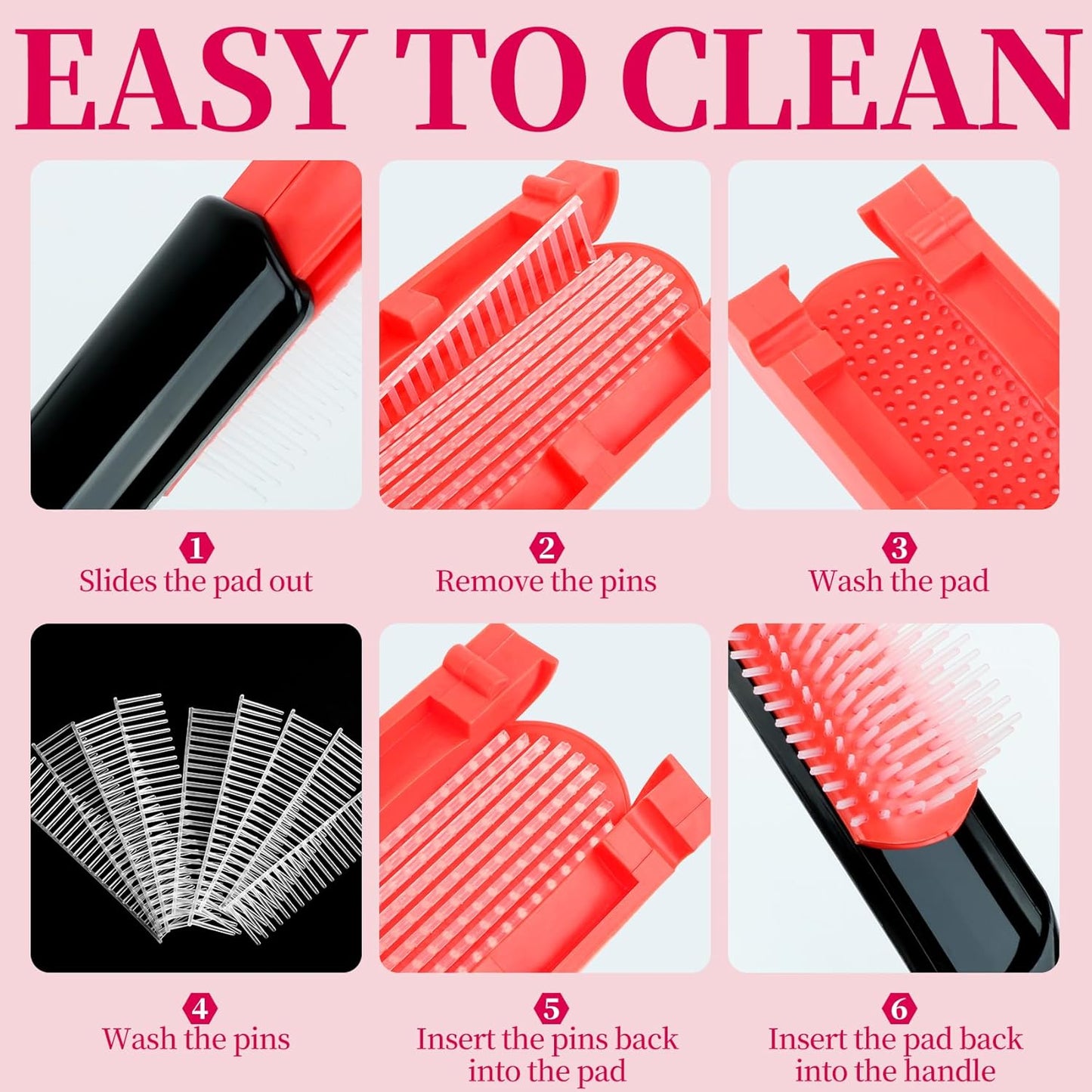 Hair Brush set for Curly, Detangling Hair Brush for Afro America/African Hair Textured 3a to 4c, Detangler Brush for Women Men Kids Styling Defining (Pink)