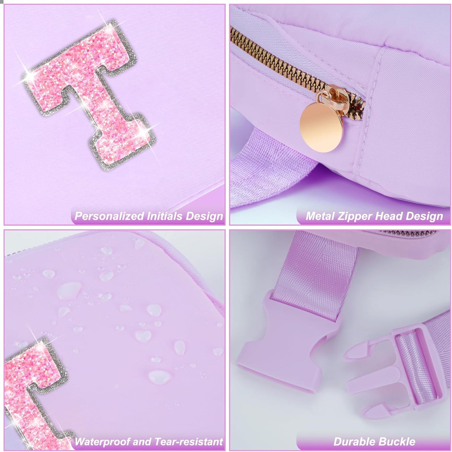 Gifts for Girls Teens Kids - Birthday Gifts for Daughter Sister Her,Teen Girl Essentials,Travel Essentials,Cute Teen Trendy Stuff Waist Packs Belt Bag Crossbody Bag | Lavender,Initial T