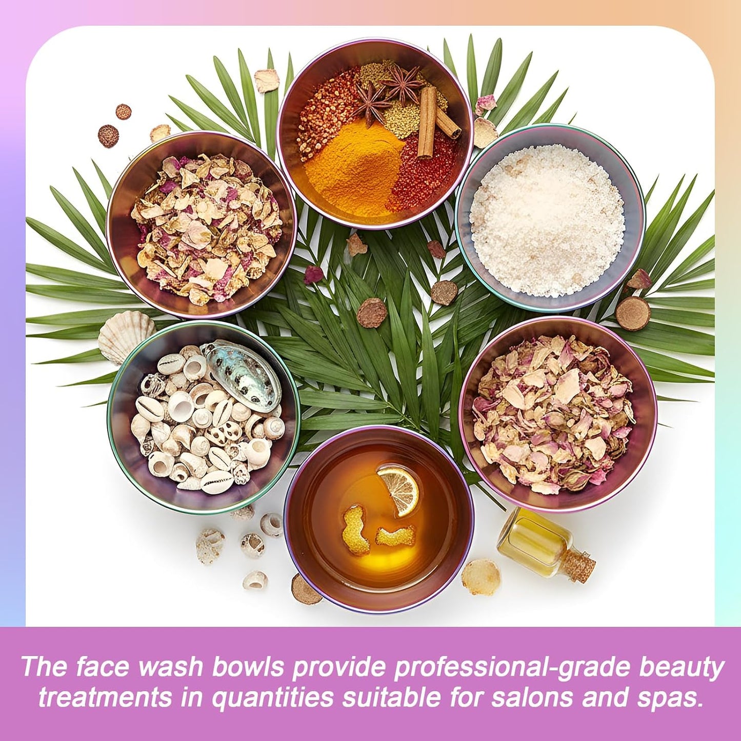 Vesici 16 Pcs Stainless Steel Facial Bowls 3.35 Inches Esthetician Mixing Bowls Esthetician Supplies for Women Skincare Salon Cosmetic Spa Home Use(Laser Color)