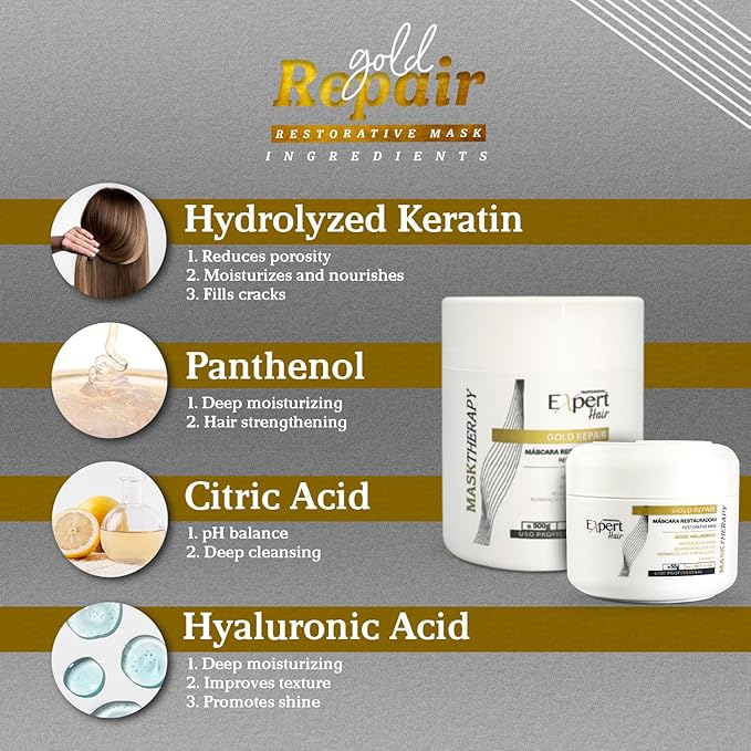 Expert Hair Sensation Straightening & Smoothing Kit :Texturizing Cream + Gold Repair Mask for Ultimate Hair Transformation- At Home Keratin Treatment for Straight, Silky, Moisturized Hair