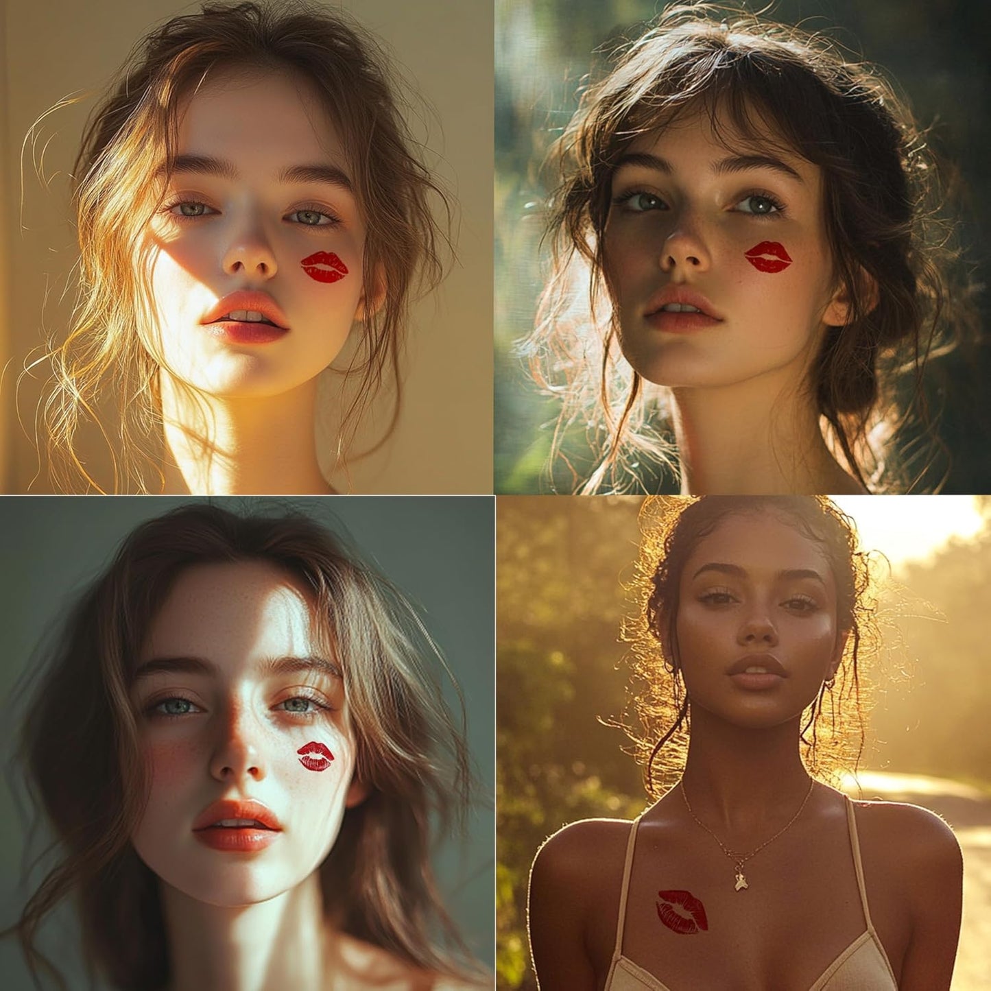 2pcs Makeup Stickers, Waterproof Face Lips Temporary Tattoo Stickers, Masquerade Stickers, Wedding Face Makeup Stickers for Women.