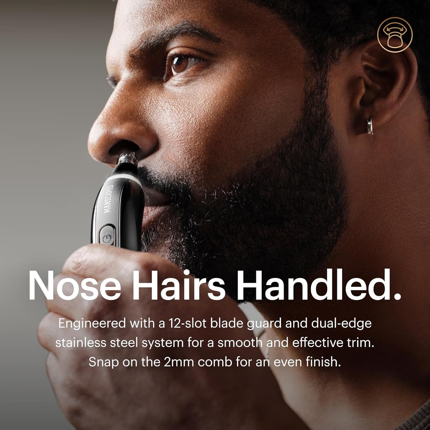 MANSCAPED® Weed Whacker® 3.0 PRO - Men's Electric Nose, Ear & Eyebrow Hair Trimmer – SkinSafe® Dual-Head System, LED Spotlight, Waterproof, Rechargeable, Travel Lock, Eyebrow Comb Attachment