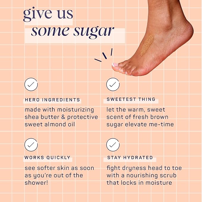 SpaLife Beauty Brown Sugar Foot Scrub – Exfoliating Foot Treatment for Dryness & Roughness – Sugar Scrub for Feet – Made with Shea Butter & Sweet Almond Oil to Soften & Smooth Skin