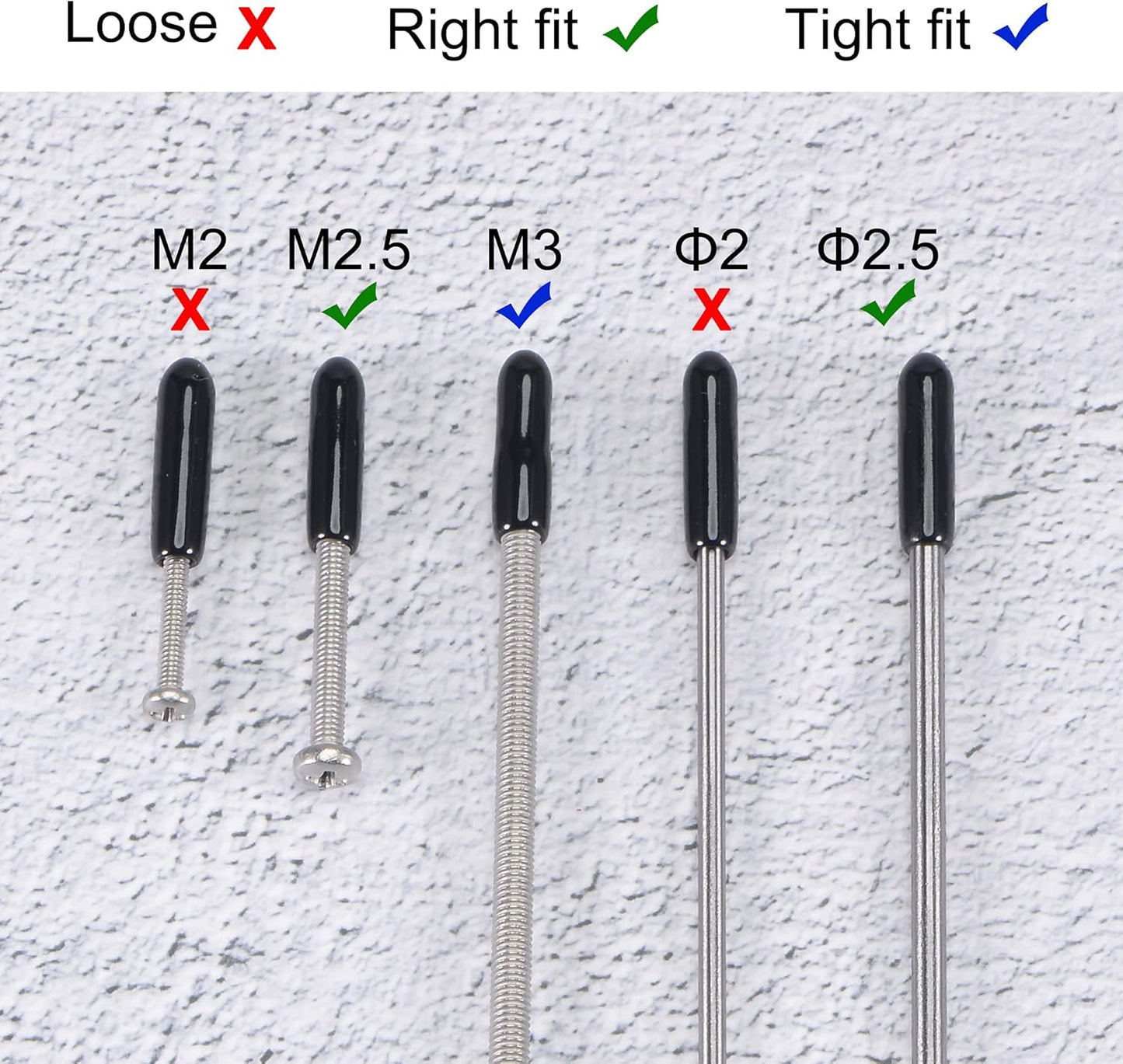 uxcell 50pcs Rubber End Caps 2.5mm ID Vinyl Round Tube Bolt Cap Cover Screw Thread Protectors Black, 0.1 inch