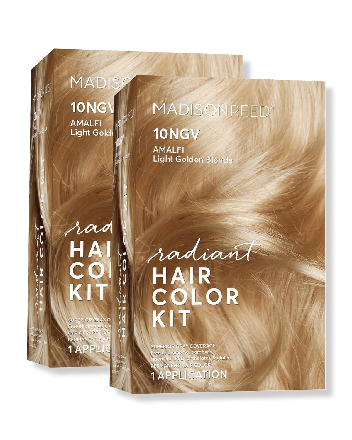 Madison Reed Radiant Hair Color Kit | 10NGV Light Golden Blonde (Amalfi Blonde) for 100% Gray Hair Coverage | Dimensional Salon-Quality Permanent Hair Dye | PPD-Free & Ammonia-Free | 2 Pack