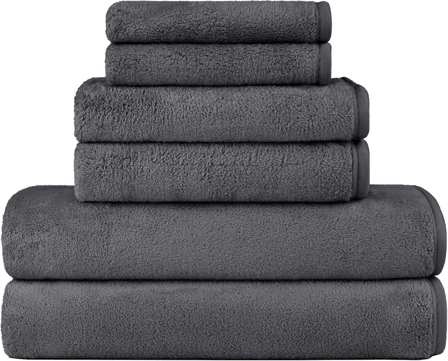Orighty 6-Piece Towel Set - Soft & Lightweight - 2 Bath Towels, 2 Hand Towels, and 2 Wash Cloths - Absorbent & Quick Drying Microfiber Towel for Multipurpose, Bathroom, Gym, Sport, Yoga, Travel-Grey