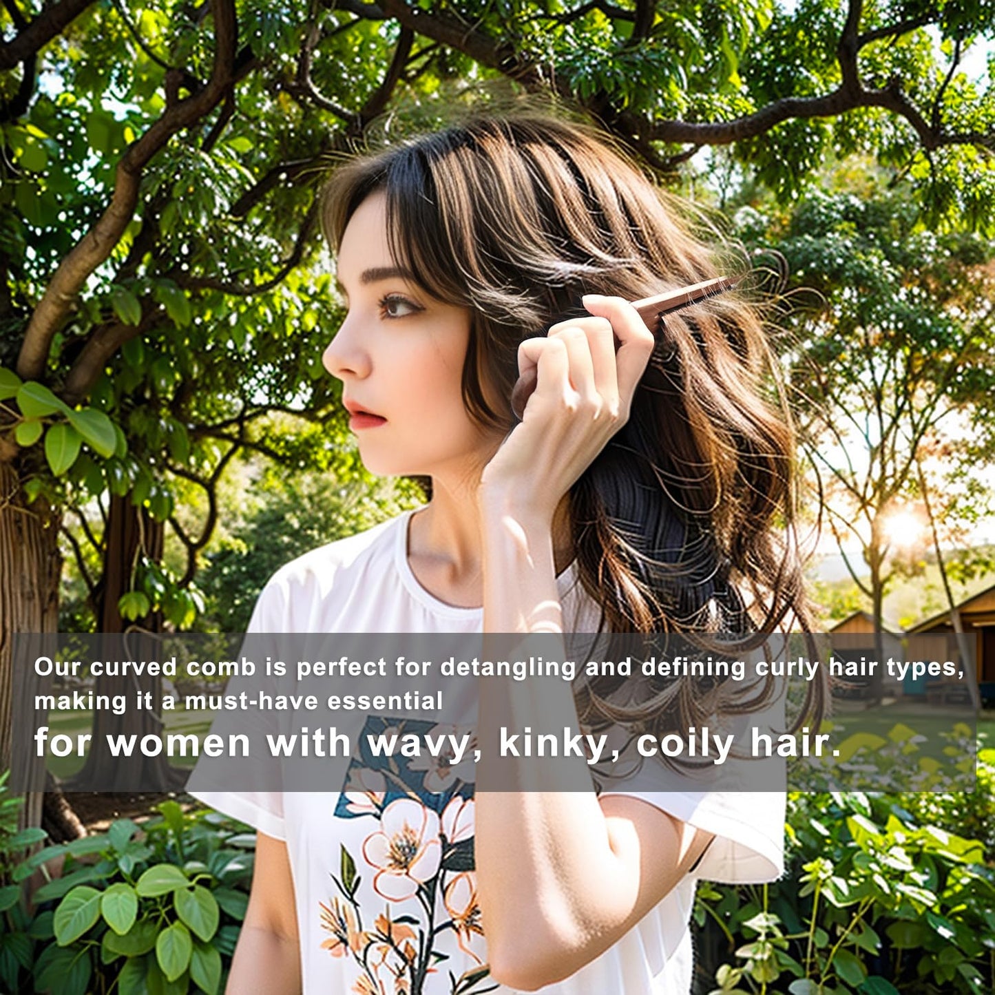 Beard Pick for Men 7" Handmade Afro Hair Comb - Wooden Grooming Tool for Men, Women with Wavy, Kinky, Curly Hair - Anti-Static Styling Precision"