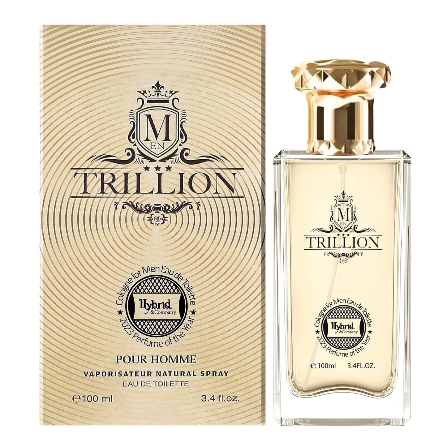 Hybrid & Company Trillion Pour Homme Eau De Toilette Natural Spray Vaporisateur,3.4FL.OZ