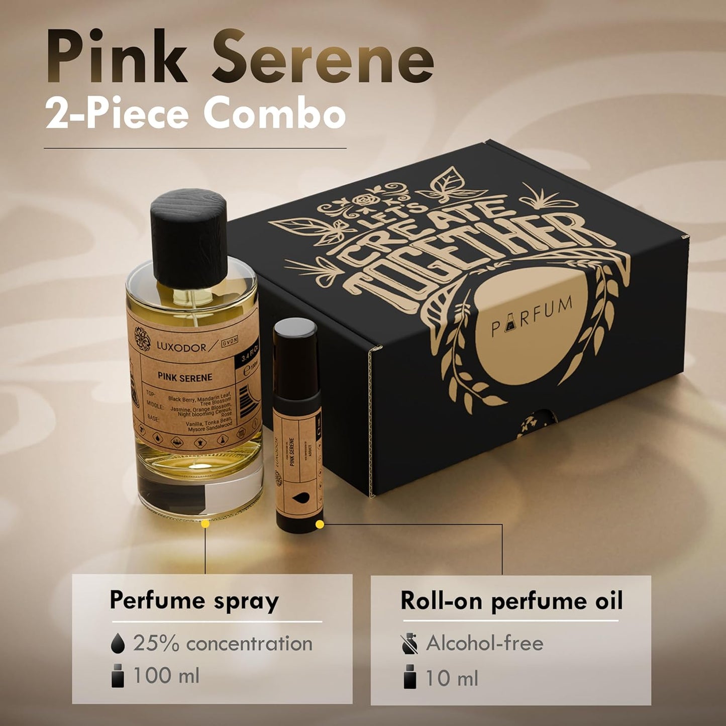 Pink Serene - Inspired by Addict - pheromones perfumes for women - cologne dupes fragrances - Clean ingredients Paraben Free Vegan - 3.4 fl. oz (100ml) with perfume oil 10 ml roll-on