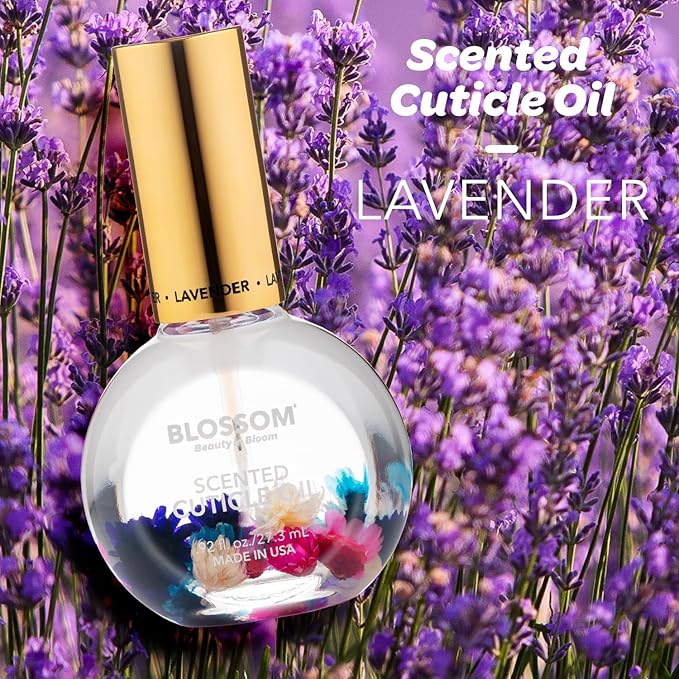 Blossom Cuticle Oil for Nails, Hydrating, Moisturizing, Scented Nail Oil Cuticle Care, Infused with Real Flowers, Made in USA, 0.92 fl. oz, Lavender