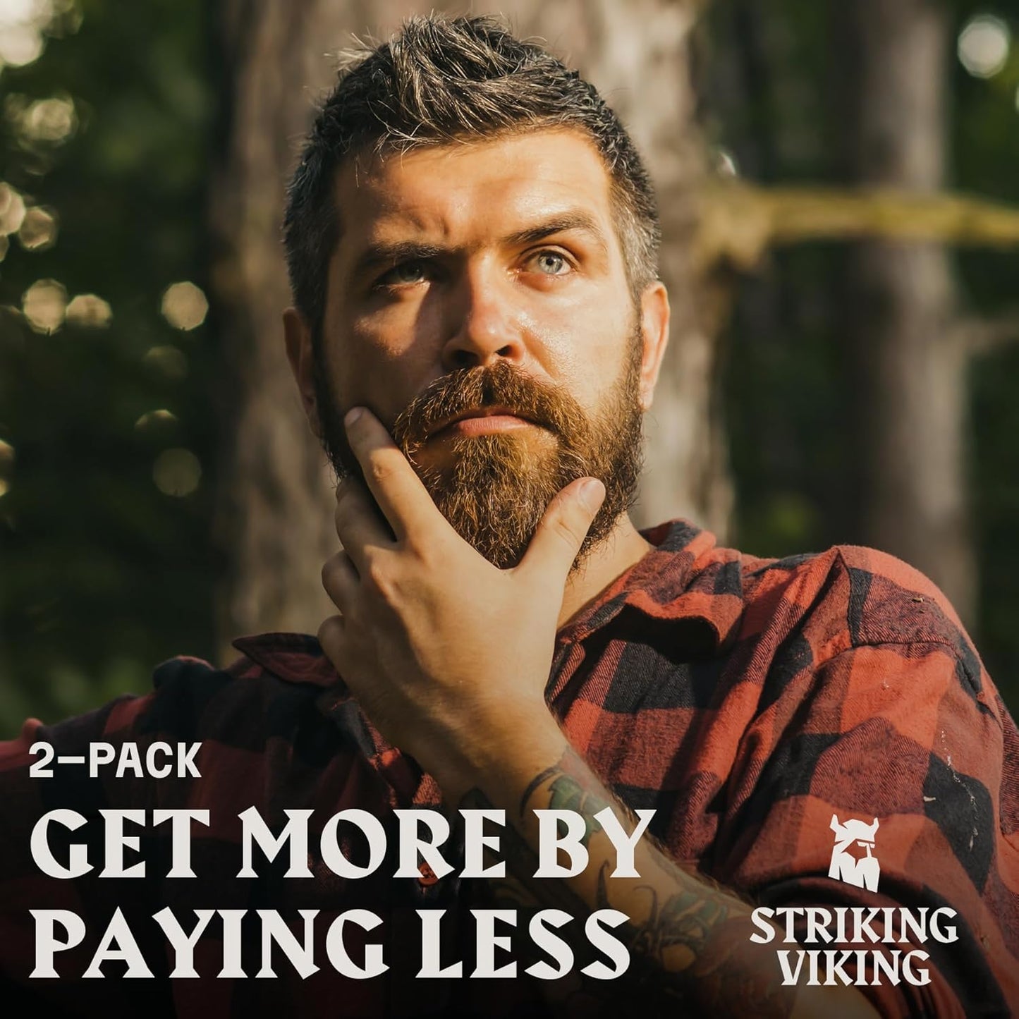 Striking Viking Beard Oil for Men - 2 Fl Oz, Pack of 2, Vanilla Scent - Naturally Derived Conditioner with Almond, Tea Tree, Argan & Jojoba Oil for Beard Growth, Softening & Moisturizing