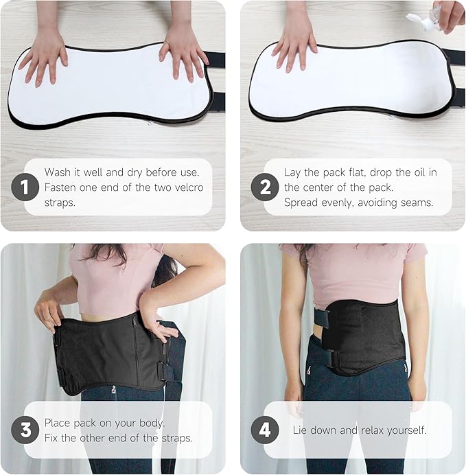 Langsprit Castor Oil Pack Castor Oil Pack Wrap, Organic Castor Oil Packs for Liver Detox, Inflammation, Reusable Castor Oil Pack Compress Castor Oil Packs kit Black L