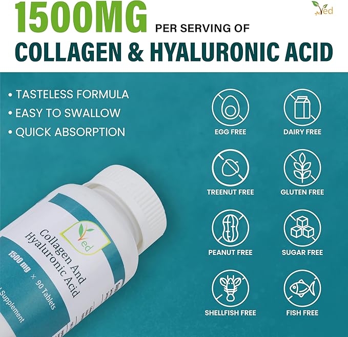 Ultra Pure Collagen 1200mg & 300mg of Hyaluronic Acid 90 Tablets. 1500mg per Tablet