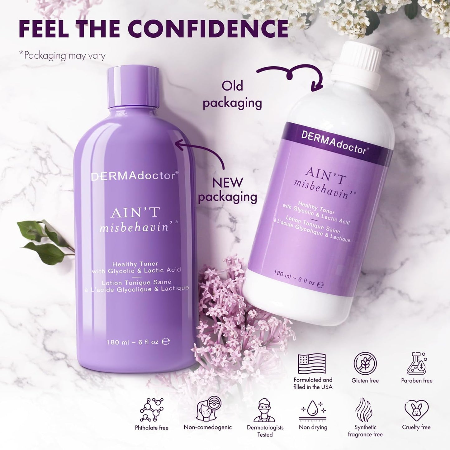 DERMAdoctor Ain't Misbehavin' Dermatologist Formulated Clarifying and Hydrating Toner with Glycolic Acid & Lactic Acid; For Oily and Acne Prone Skin, Pore Minimizer for Face and Body - 6 fl oz