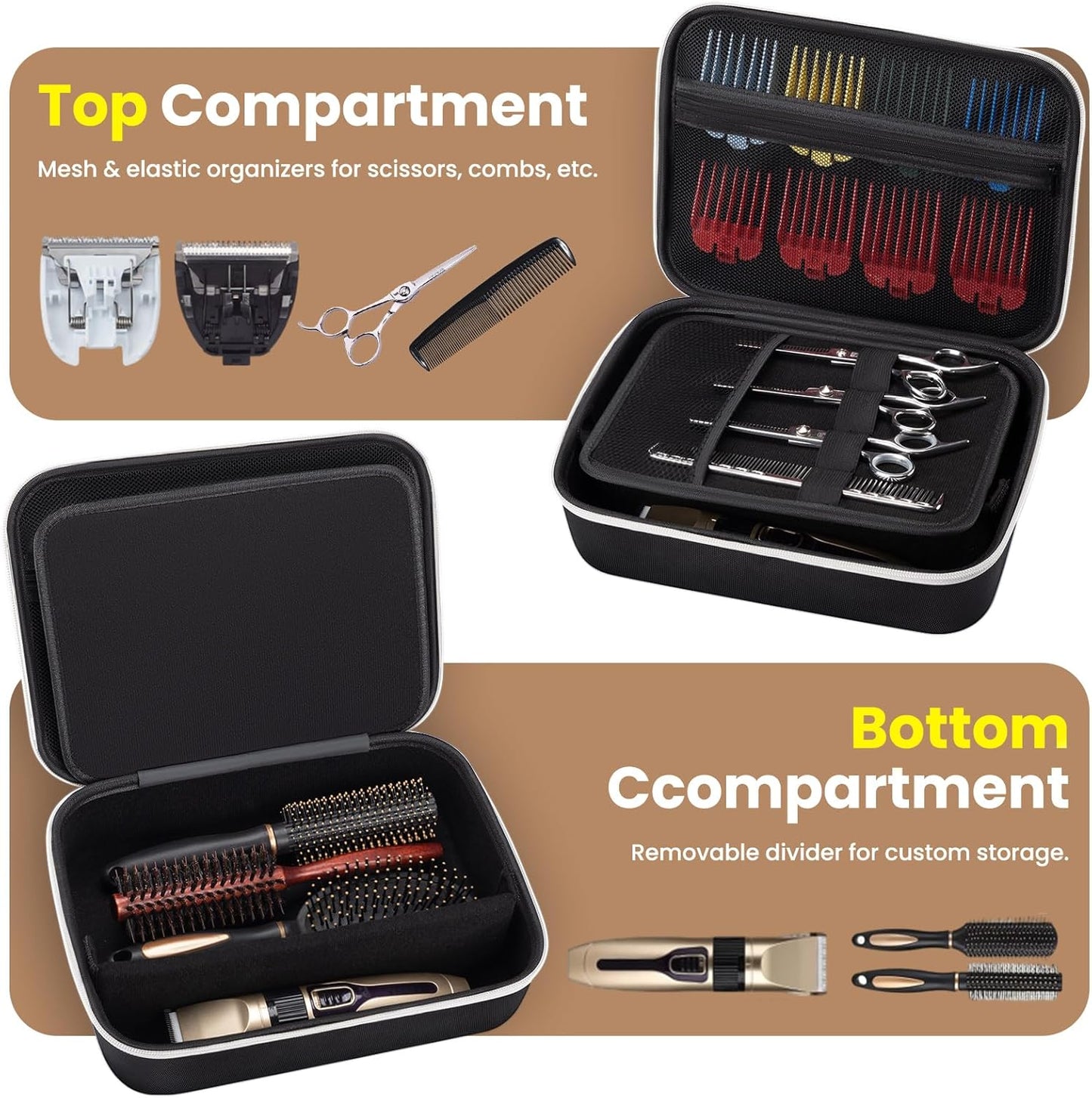 Noverlife Large Hard Clipper Case for Barbers, Portable Hair Cutting Barber Supplies Organizer Bag, Mens Trimmers Box, Hair Salon Carrying Bag for Men Razor Guard Grooming Kits Storage