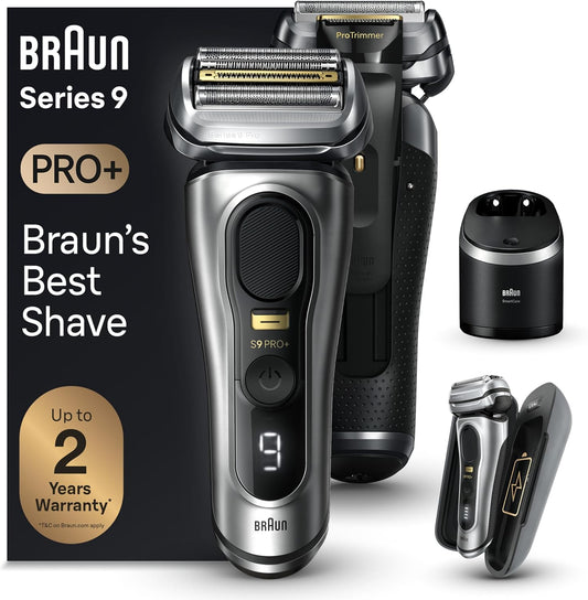 Braun Series 9 PRO+ 9577cc Electric Razor for Men, 5 Pro Shave Elements & Precision Long Hair Trimmer, 6in1 SmartCare Center, PowerCase for Mobile Charging, Wet & Dry, 60min Battery Runtime