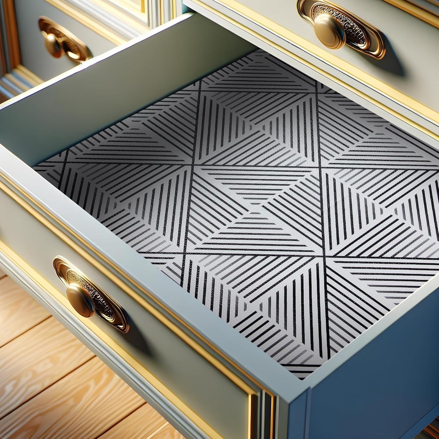 RAY STAR 12X120 Inch Shelf Liner for Kitchen Cabinets, Non-Adhesive Cabinet Liner Washable, PVC Drawer Liner for Dresser Non-Slip Bathroom (Classic Black)(4 Roll)