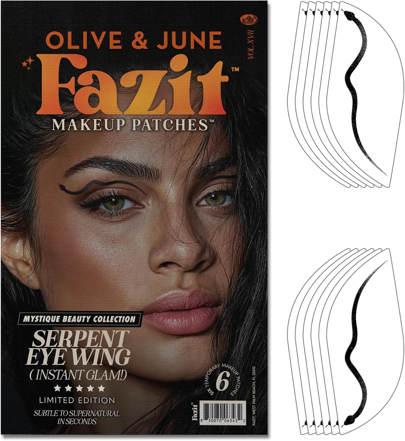 Fazit Makeup Patches - Halloween Serpent Eye Wings - Glow Up Make-Up Patches - Cute Glitter Makeup Accessories for Women - Cosmetic Glitter for Face