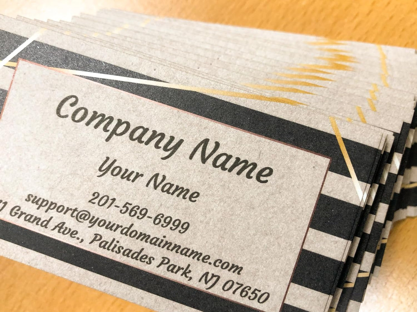 Custom Premium Business Cards 100 pcs Full color - Printed on 16pt(350gsm) or14pt (308gsm) Classic matte paper, Made in The USA (Kraft-Stripe)