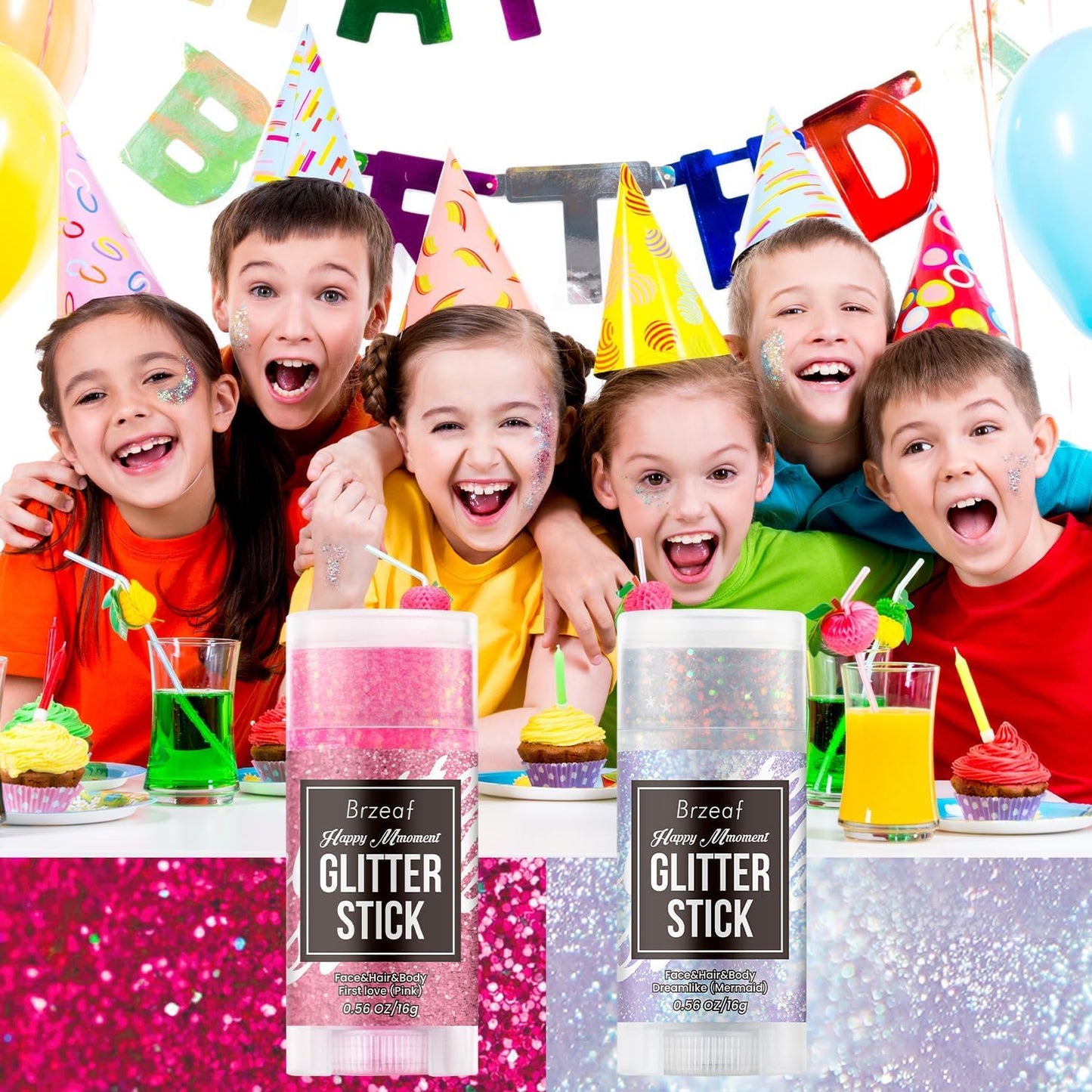 Brzeaf Waterproof Mermaid Glitter Stick, Shimmery& Long Lasting, Hallowen Hair Eyeshadow Face Body Glitter, Singer Concert Music Rave Festival, Glitter Stick Makeup & Face Glitter Gel for Women Men