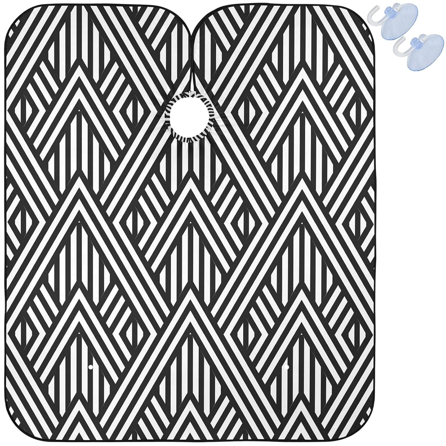 visesunny Barber Cape Black Stripe Polyester Hair Cutting Salon Cape Apron Anti-Static Haircut Water-Resistant Shaving Cloth Beard Shaving Bib Hairdressing Cape