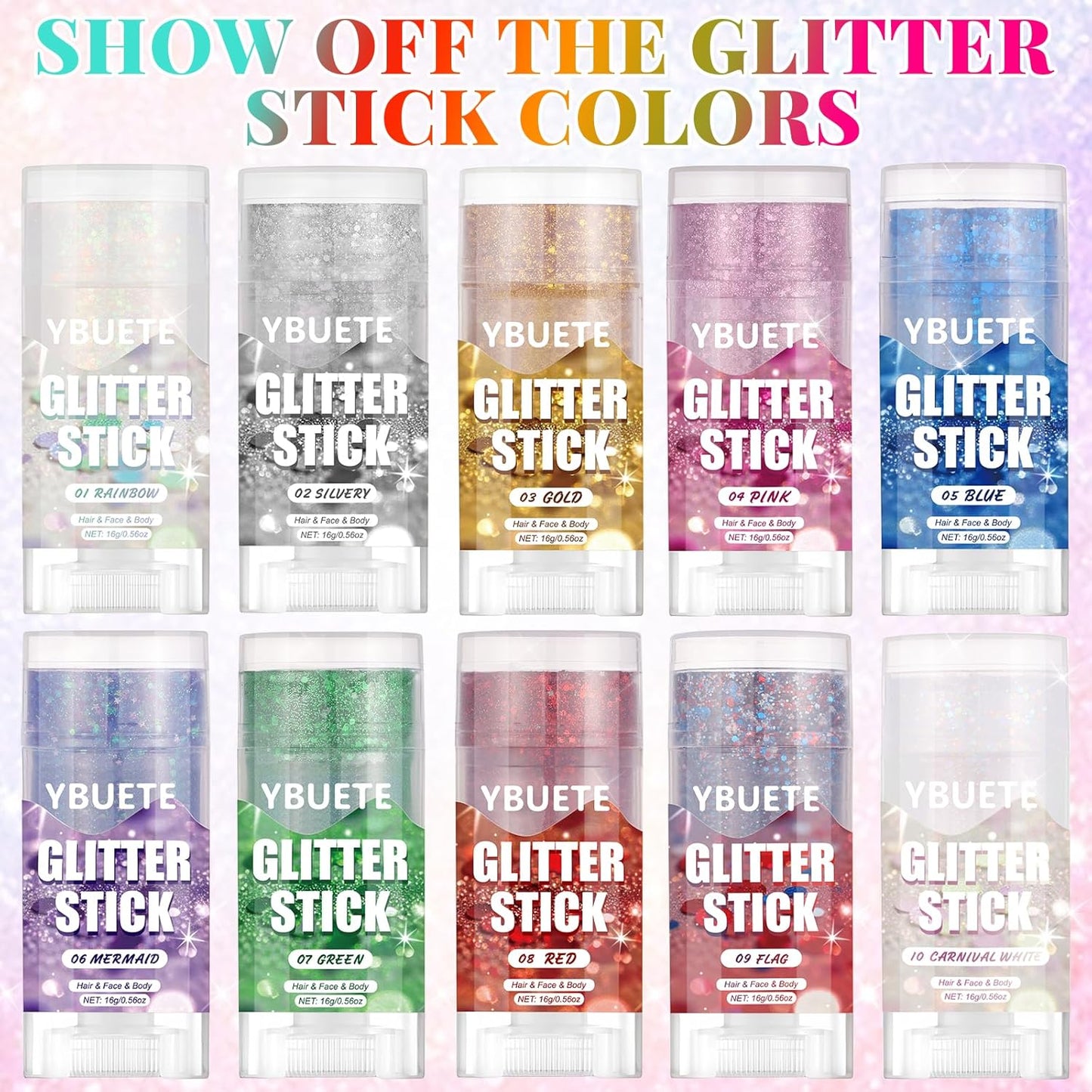 Gold Face and Body Glitter Stick for Sparkling Makeup, Hair Glitter Accessories for Women, Highlighting Stick for Fairy Dust Makeup, Cheerful Face Glitter for Festive Parties and Carnivals