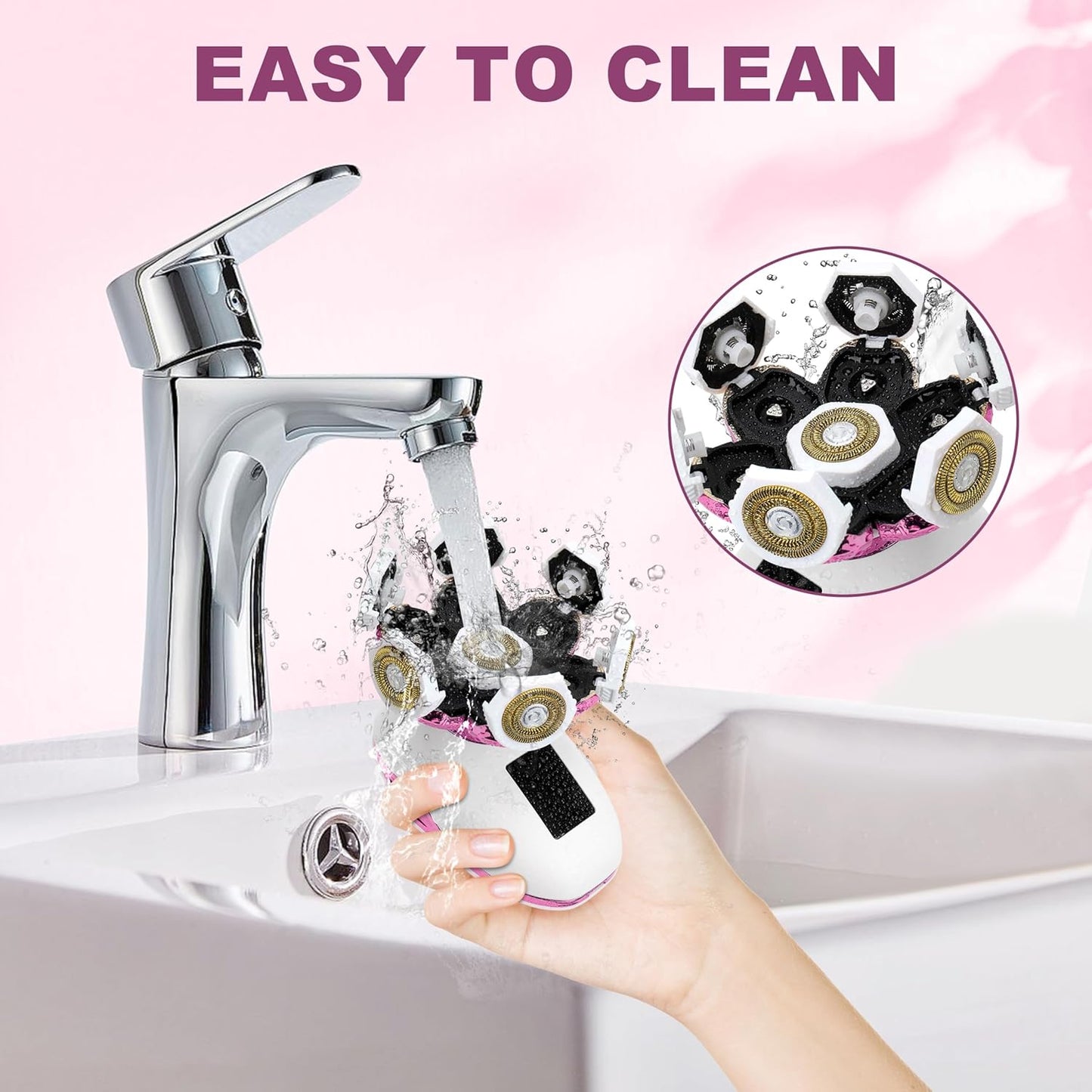 Electric Razors for Women, Wet/Dry 7D Rechargeable Rotary Shaver for Legs, Water Resistant Grooming Kit - Electric Razors for Women, Facial Hair Removal, Bikini Trimmer, Lips - Gentle Hair Remo