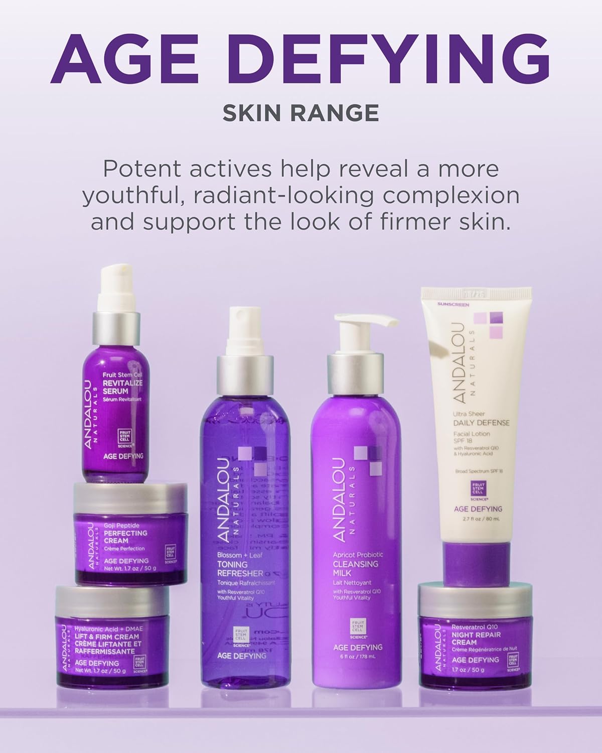 Andalou Naturals Age Defying Ultra Sheer Daily Defense Facial Lotion SPF 18 - Lightweight Sunscreen Moisturizer for Face - With Resveratrol CoQ10 - For All Skin Types - 2.7 oz