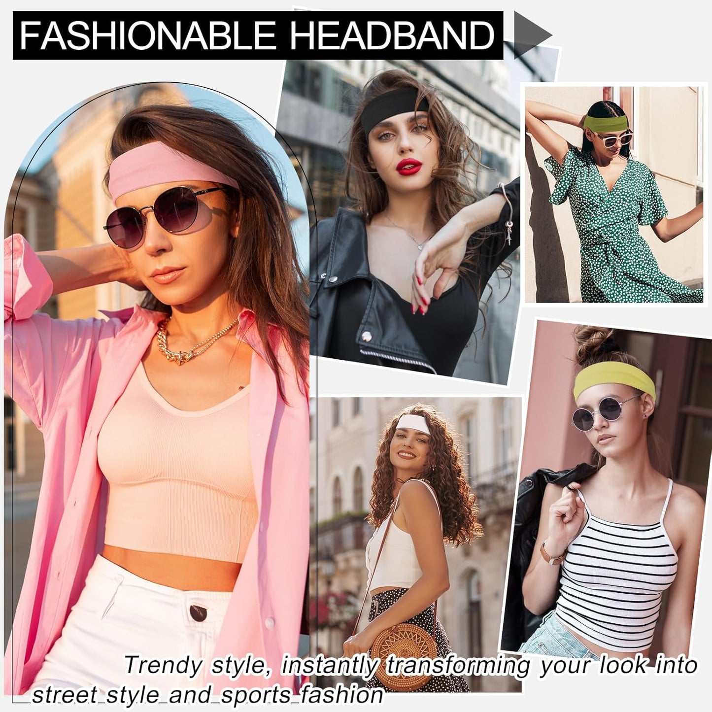 10 PCS Headbands for Women - Fashion Non Slip Cotton Headbands for Women and Men Perfect for Sports and Outdoor Activities in Summer,Including Running, Yoga, Cycling, Gym Workouts