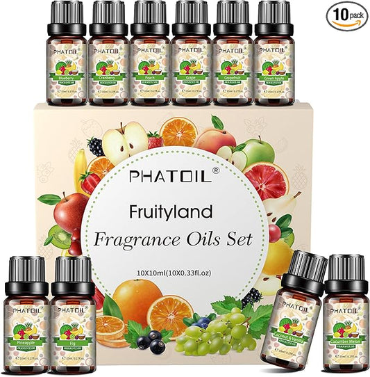 Coconut & Vanilla Fragrance Oils Set, 10 Pcs Aromatherapy Oils Set, for Diffusers, Home Care, DIY Soap Candle Making Scents, Fragrance, Aromatherapy, Humidifiers, for Friend (10ml)