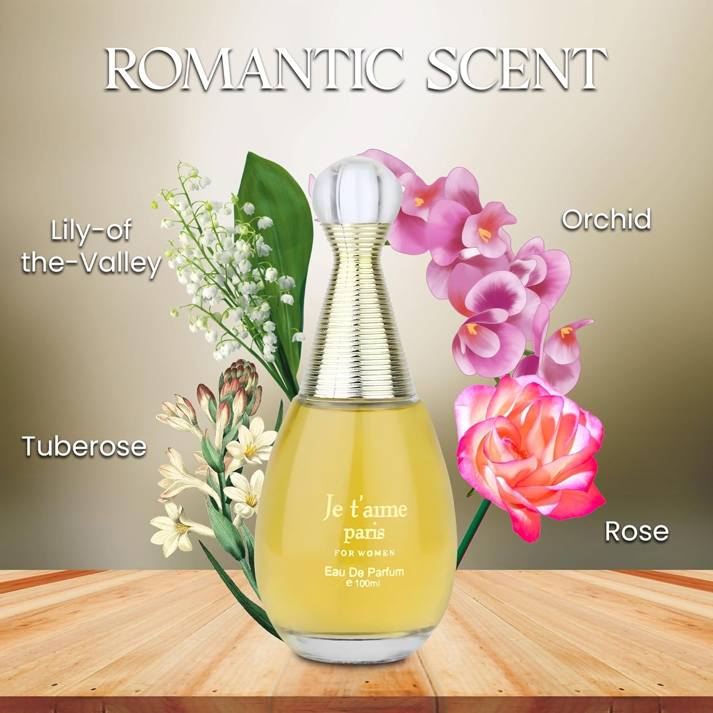 Je t'aime Paris Women Perfume 3.4 Fl Oz Eau de Parfum Natural Spray with Fresh Feminine Scent Holiday Gift for All Day Use