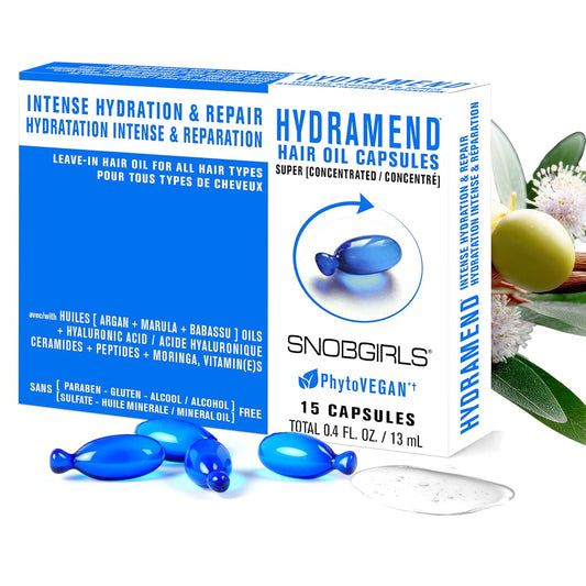 Hydrating Hair Oil Capsules – Leave-In Serum for Dry Damaged Hair, Color Protection w/ Argan, Hyaluronic Acid & Ceramides | Mineral Oil, Alcohol & Paraben Free, Vegan | Frizz Control & Shine | 15Ct