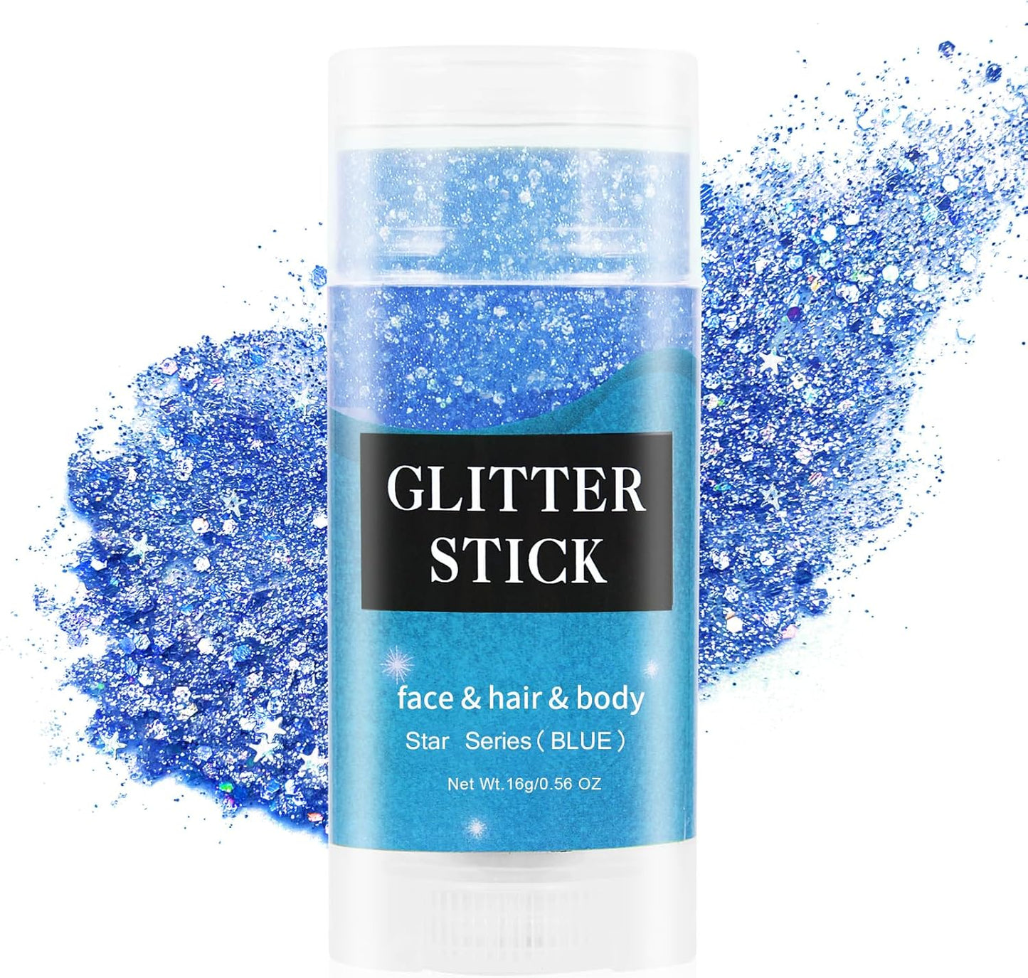MEICOLY Blue Face Body Glitter Stick,Blue Hair Face Glitter Makeup,Mermaid Chunky Glitter Face Paint,Waterproof Sparkle Festival Rave Accessories for Women