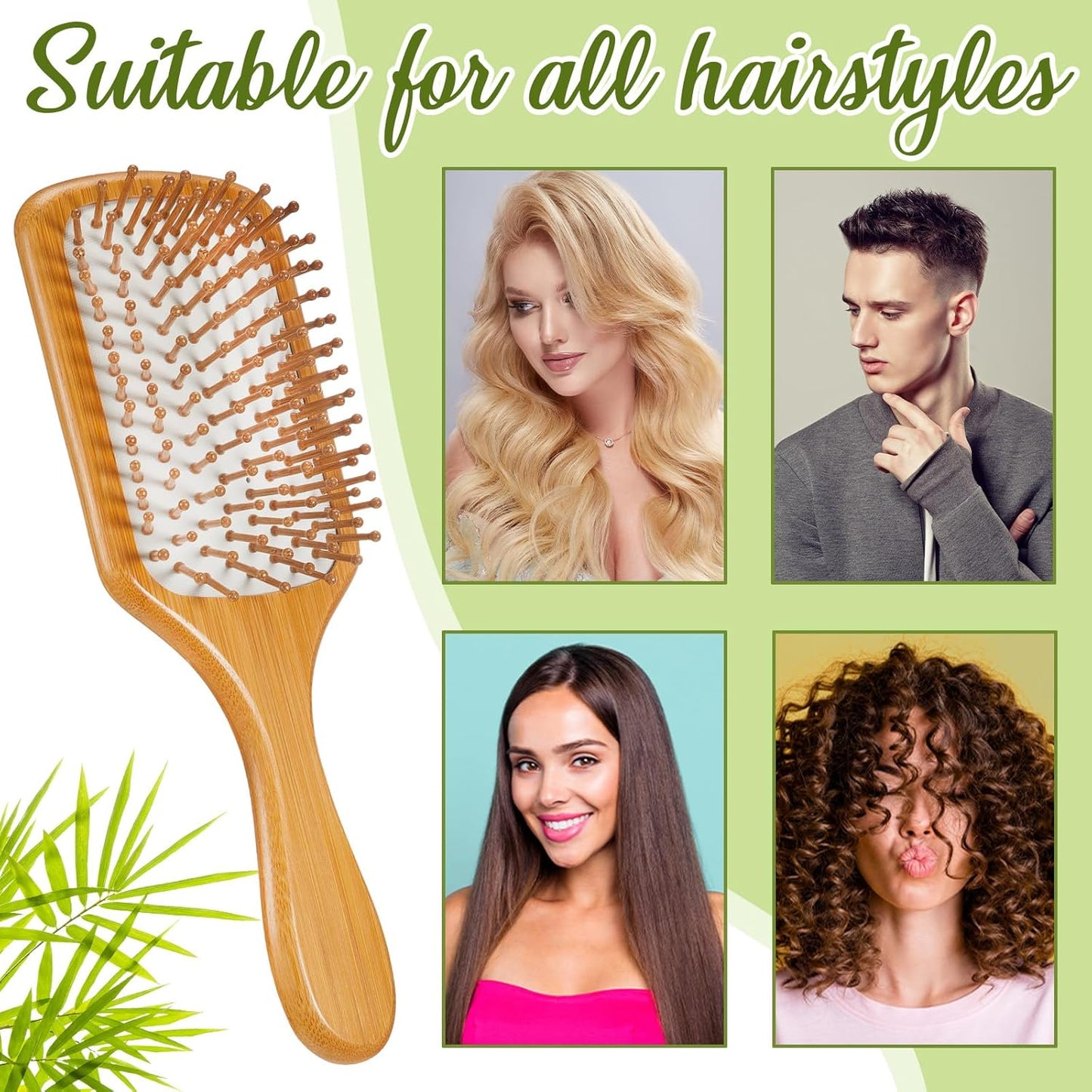 Tessco for you 12 Pcs Christmas Bamboo Hair Brushes Thanksgiving Bulk Wooden Paddle Brush Scalp Massage Bristle Anti Static Engraving DIY Gift for Women Wedding(9.65'' X 3.35'',White)