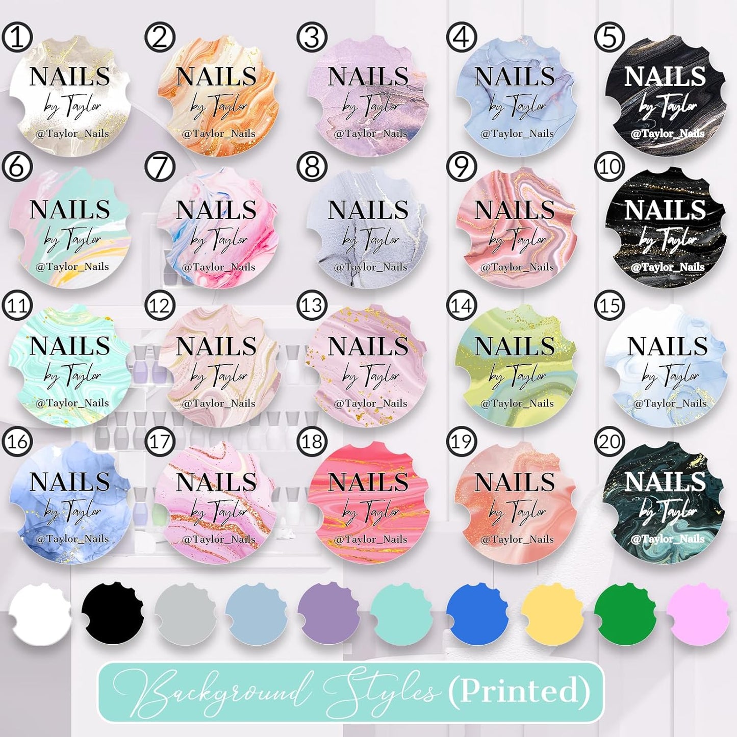 Custom Nail Photo Props Personalized Acrylic Nailfie Disk with Social Media Salon Nail Art Display Plate Gift for Nail Artist