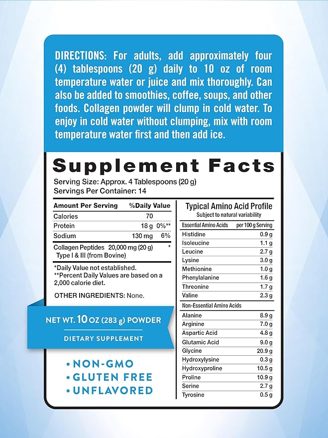 Nature's Truth Collagen Peptides Powder Unflavored | Grass Fed, Type 1 & 3 | 10 oz | Keto Friendly | Mixes Easily | Non-GMO, Gluten Free Supplement