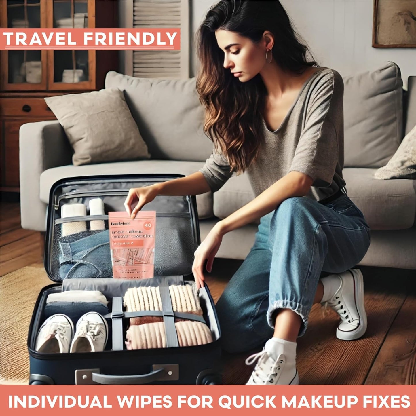 Brookstone Individual Makeup Remover Wipes - Ultra Soft, Makeup Remover Wipe Individually Wrapped, Gently Cleanse & Remove Makeup, 40 Count Makeup Wipes Individually Wrapped