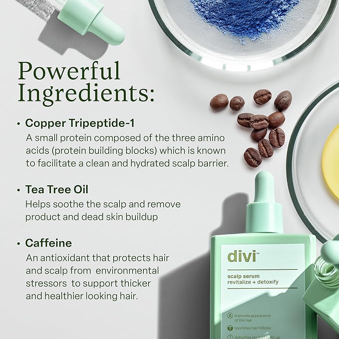 Divi Hair Scalp Serum for Women and Men - Revitalize and Balance Your Scalp - Improves Appearance of Thinning Hair, Nourishes the Scalp and Helps Remove Product and Oil Buildup, 100ml