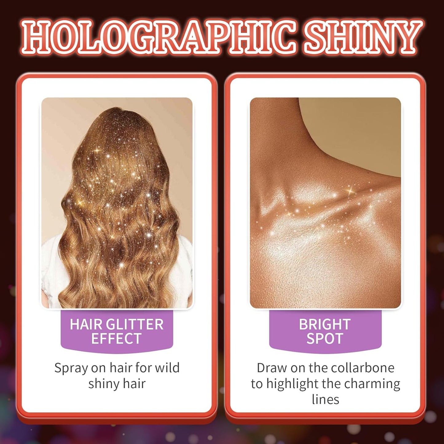 AWCCXMYM Body Glitter Spray Sparkle Hair Glitter Quick-Drying and Long-Lasting Glitter Spray for Hair and Body with Halloween, Christmas,Festival Glitter Makeup Prom 2.11 Fl Oz